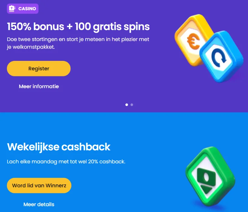 Winnerz Casino Bonus Promoties Winnerz Casino bonus en wekelijkse cashback promoties